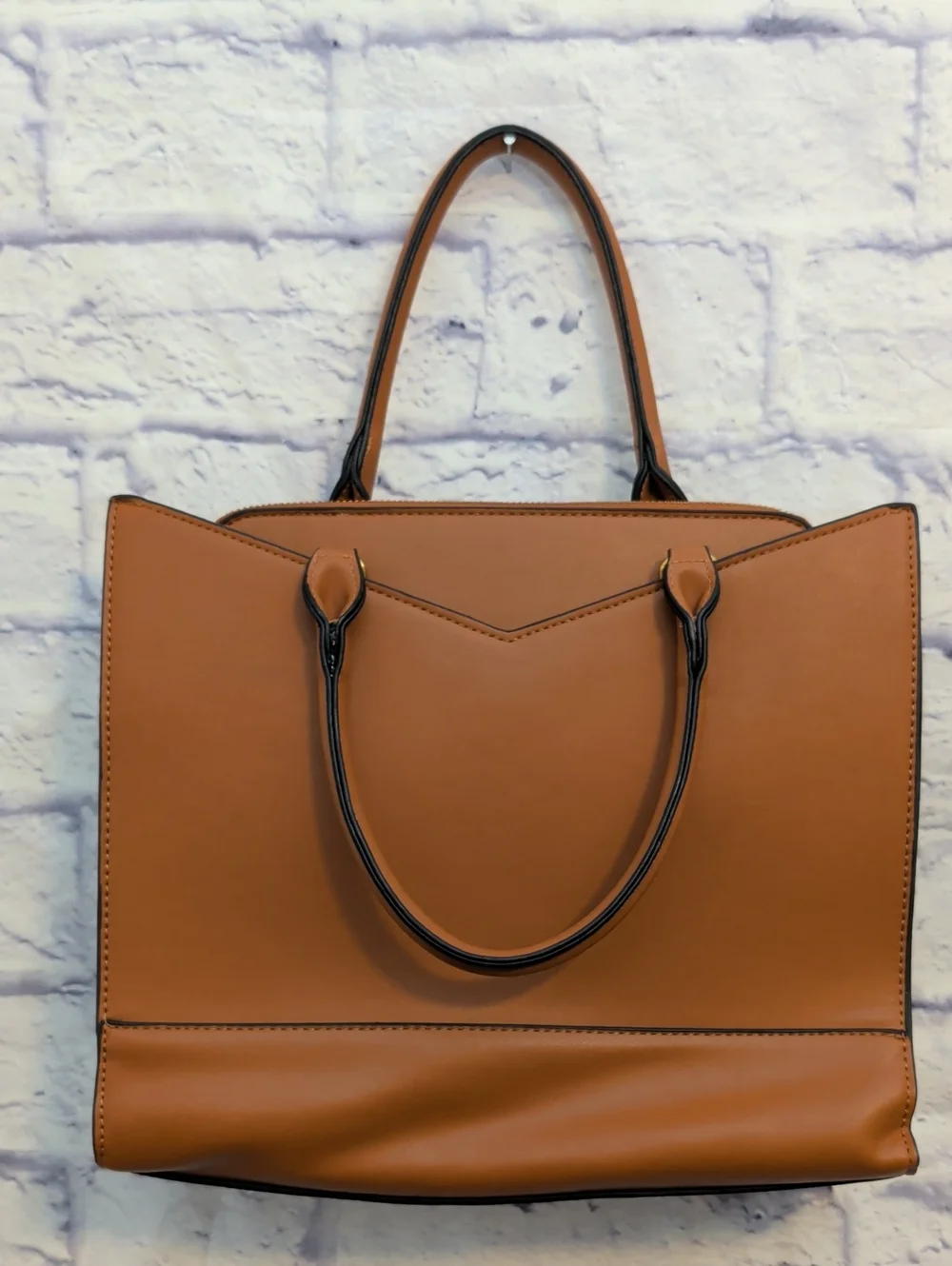 NWT Steve Madden Classic Cognac Whiskey Satchel with Gold Accents